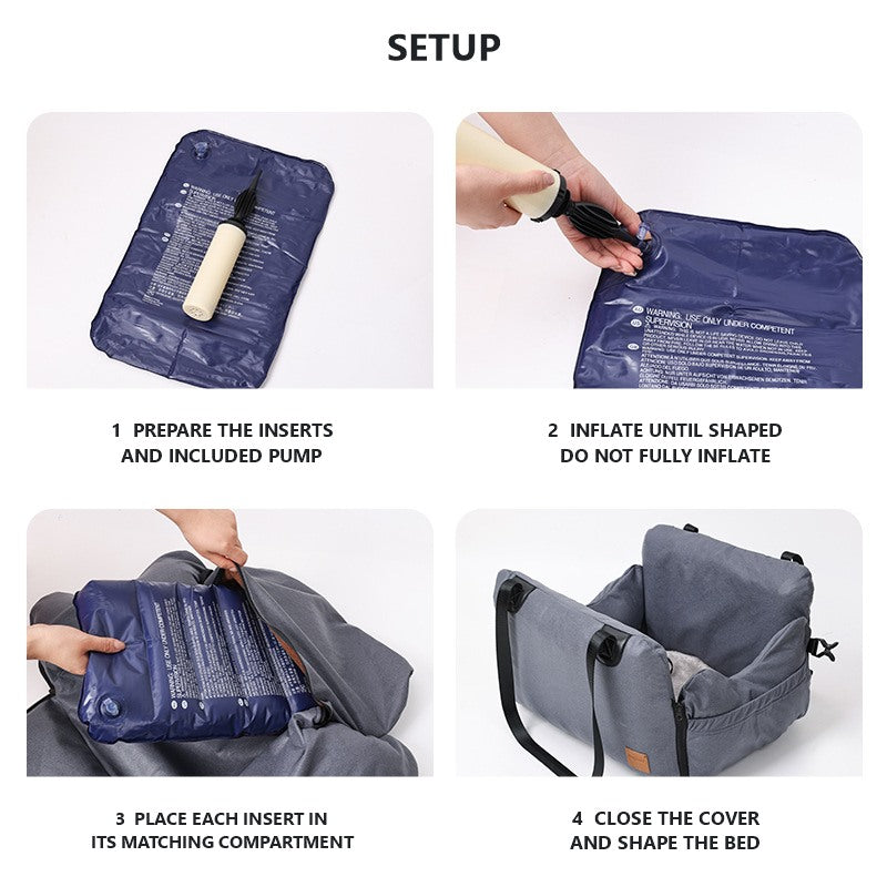 Four-step setup guide for the Nuzzigo Everywhere Bed